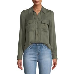 L’AGENCE Lunetta Military Shirt Women’s Olive Green Utility Blouse Top Size XS